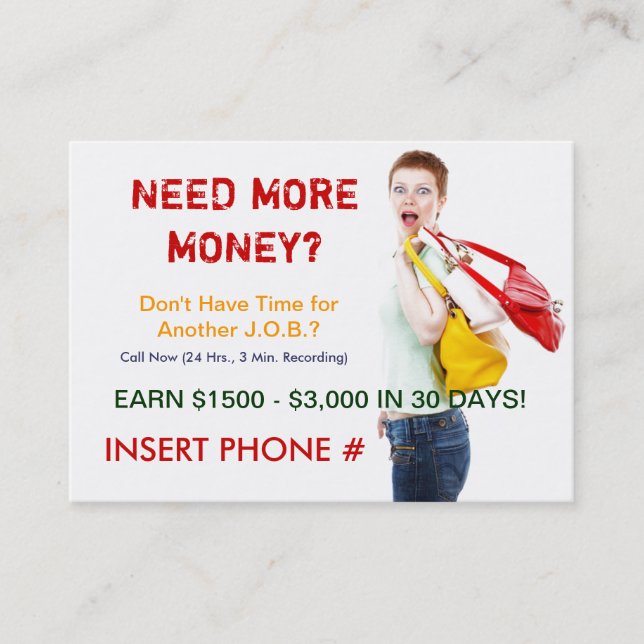 De Visita Cartão do Sizzle - precise mais dinheiro? (Frente)