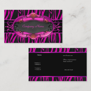 De Visita Cartão Elegante Zebra Rosa Quente Preto Boutique 4