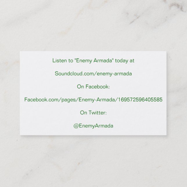 De Visita Cartão inimigo da promoção da armada (Verso)