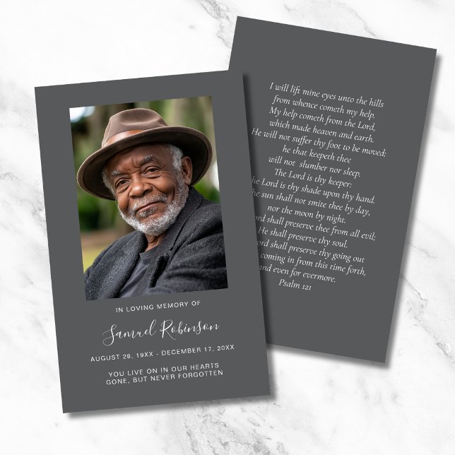 De Visita Cartão Memorial Funeral Fotográfico da cinza (Photo Memorial Prayer Card)