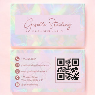 De Visita Cartão Profissional Código QR Opala Dourado Rosa L