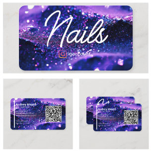 De Visita Cartão Profissional Roxo Moderno Código QR Tecnolo
