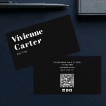 Cartão QR Code Mínimo Preto e Branco para Redes So