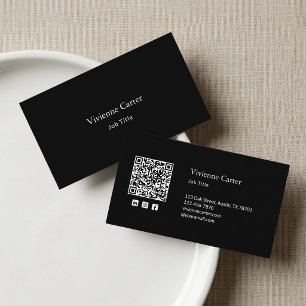 De Visita Cartão QR Code Mínimo Preto e Branco para Redes So