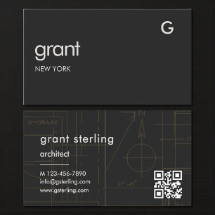 De Visita Cartão QR Code Preto Arquitetura
