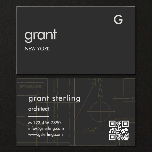 De Visita Cartão QR Code Preto Arquitetura  (Criador carregado)