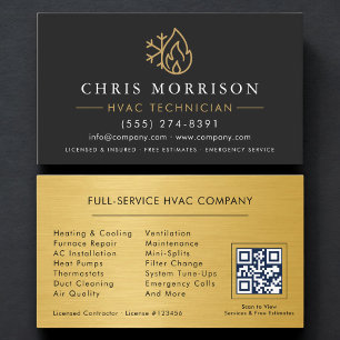 De Visita Cartão QR Code Preto Dourado Moderno e Simples par