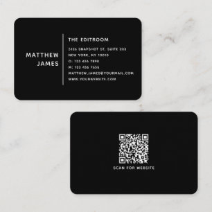 De Visita Cartão QR Code Preto e Branco Moderno Profissional