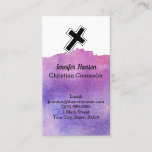 De Visita Cartão roxo da aguarela - pastor, igreja,