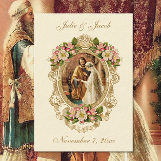 De Visita Cartão Santo Tradicional Casamento Católico Vintag