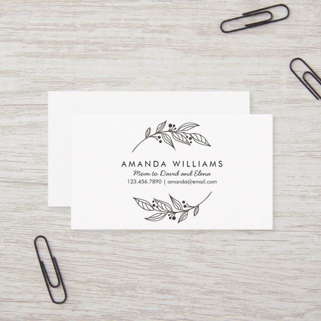 De Visita Cartão Simples Mummy Minimalista / Cartão Chamada  (Frente/Verso In Situ)