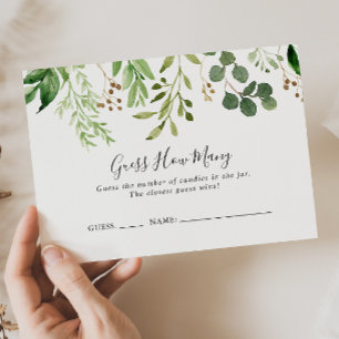 De Visita Eucalyptus Simple Floral Adivinha Quantos Cartão 