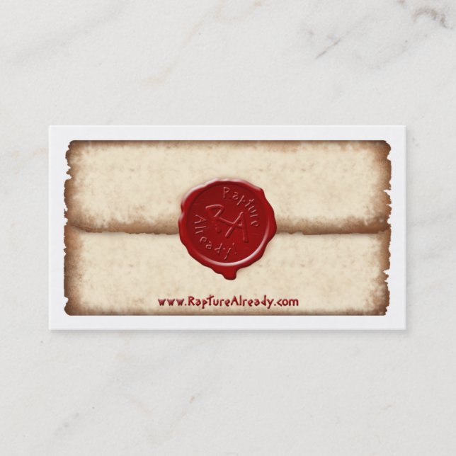 De Visita Êxtase já! Cartão pessoal selado do pergaminho (Frente)