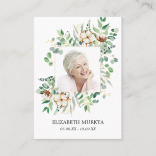 De Visita Foto Eucalyptus White Floral Cartão Oral Funeral