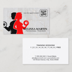 De Visita Homem-Mulher Levantando Pesos   Código QR Cartão d