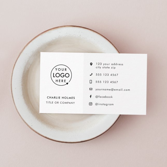 De Visita Ícones personalizados mínimos do logotipo cartão d (A versatile white business card design perfect for any brand or professional)
