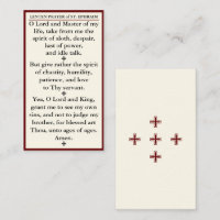 Lenten Prayer of Ruas. Ephraim o mini cartão sírio
