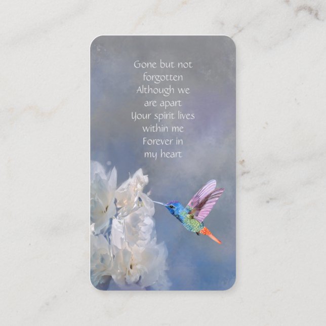 De Visita Memória Memorial Cartão Hummingbird Flores Brancas (Verso)