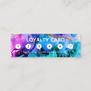 De Visita Mini Cartão Lealdade Paint Splatter Dourado e Purple