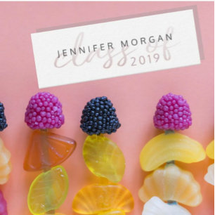 De Visita Mini Script Whimsical Rosa Dourado  Cartão para a grad