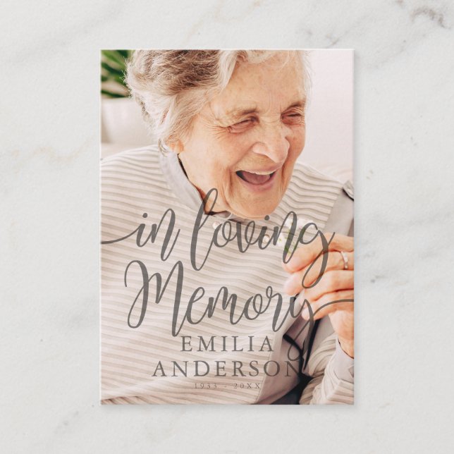 De Visita No Loving Memory Memorial Modern Simple Cartão com (Frente)