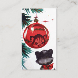 De Visita O gato retro do natal vintage adiciona o cartão d