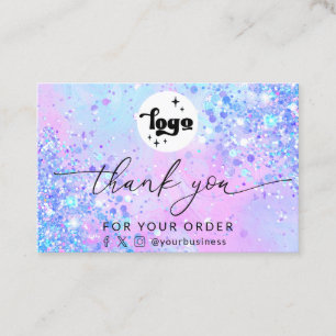 De Visita obrigado que você escreve lavanda glitter cartão d