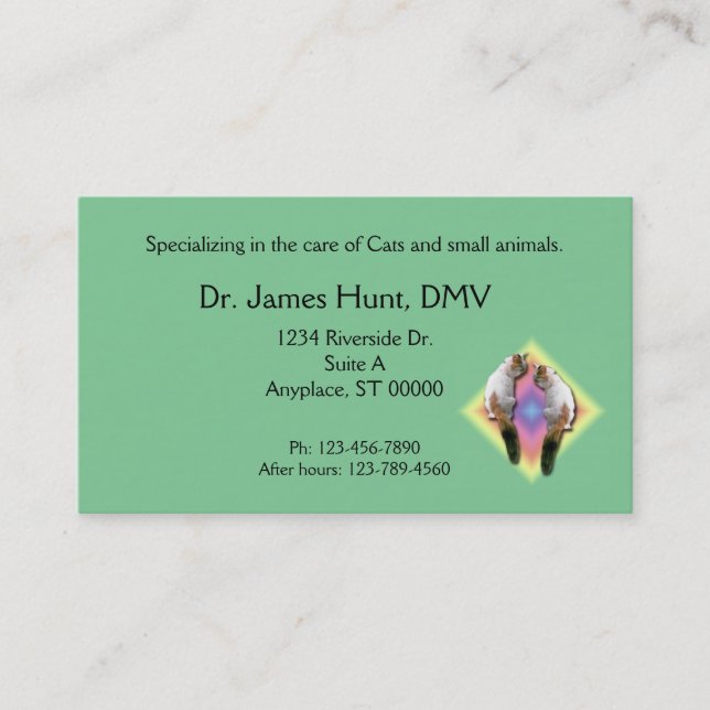 De Visita Ônibus. Cartão - Veterinário - Gatos em diamante a (Frente)