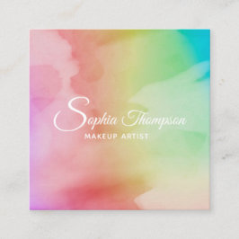 De Visita Quadrado Arco-íris moderno do roteiro da aguarela - cartão