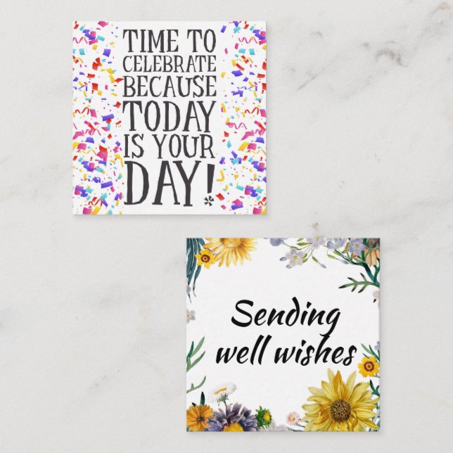 De Visita Quadrado Cartão Insere Aniversário/Enviando Desejos (Frente/Verso)