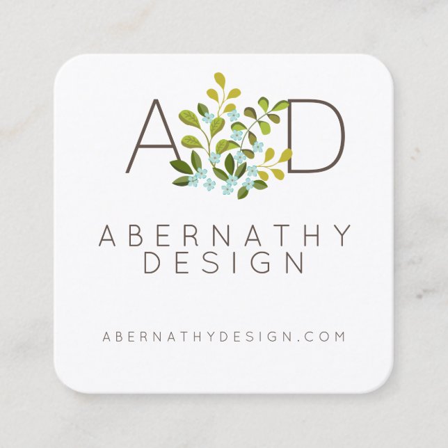 De Visita Quadrado Cartão natural contemporâneo floral moderno do (Frente)