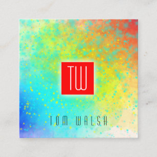 De Visita Quadrado Elegante Cartão Colorido Monogramado