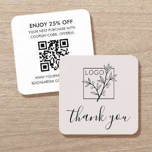 De Visita Quadrado Obrigado Insira Cartão Logotipo Código QR Branco-e