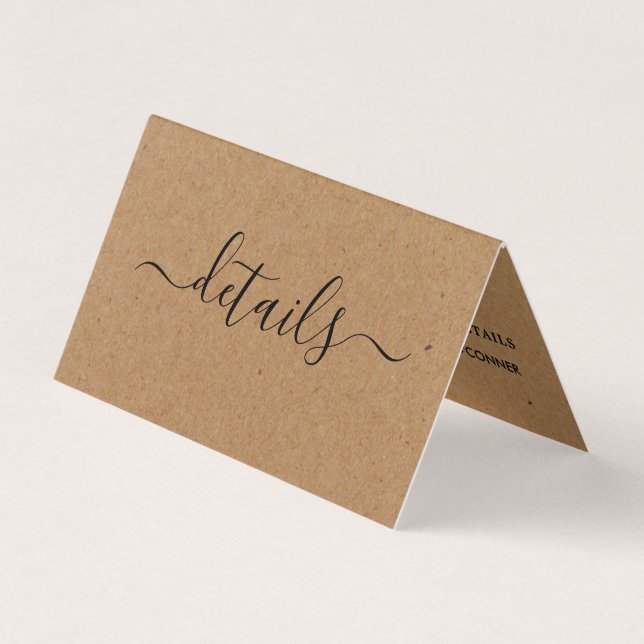 De Visita Script Simples Country Kraft Com Cartão Detalhado  (Frente)