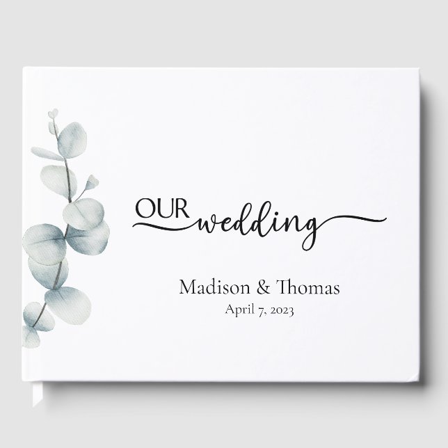 De Visitas Elegância Simples - Eucalyptus - Livro Convidado (Frente)