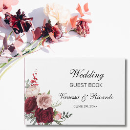 De Visitas Elegante Burgundy Blush Floral Weding Livro Convid