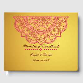 De Visitas Elegante Dourado Paisley Mandala, livro convidado