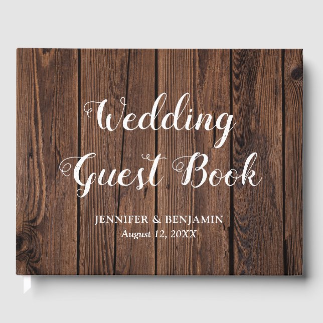 De Visitas Livro Convidado Rustic Barn Wood Weding (Frente)
