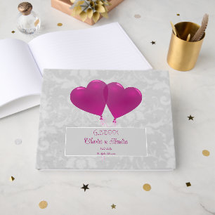 De Visitas Magenta Heart Balloons Livro Convidado