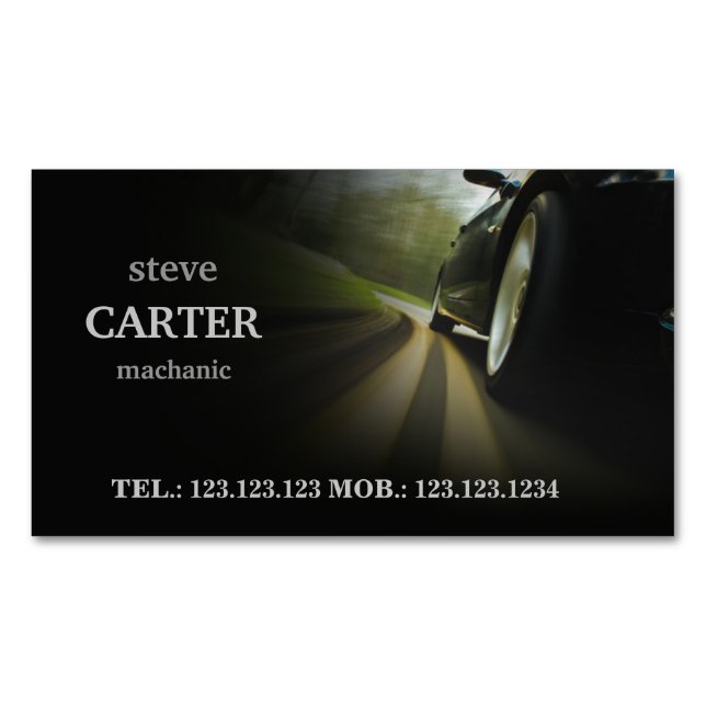 De Visitas Magnético Cartão automotriz da roda do preto do carro do (Frente)