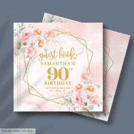 De Visitas Pó Elegante Flores Douradas Cor-de-rosa 90 Livro C