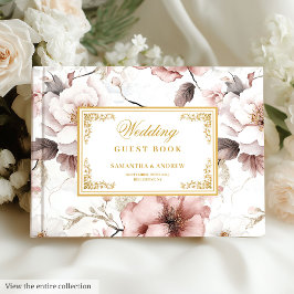 De Visitas Romântico Blush Ivory Dourado Livro Floral