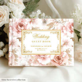 De Visitas Trendy Boho Blush Ivory Dourado Watercolor Livro d