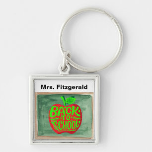 De volta à Escola Quadro Vermelho Apple Chaveiro