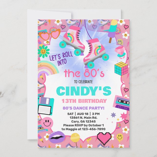 De volta ao convite de aniversário de patinagem de (Frente)