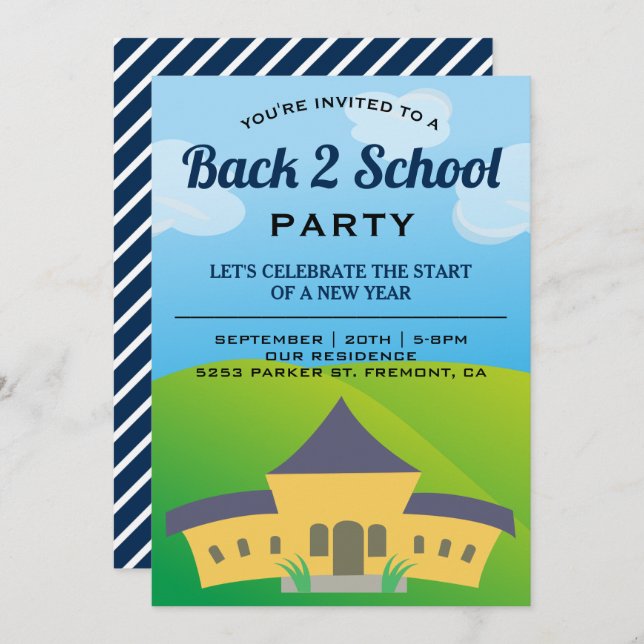 De volta ao Convite de festas escolar (Frente/Verso)