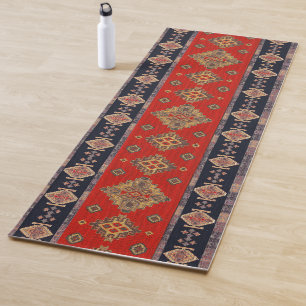 De Yoga Tapete Kilim Turco Preto Vermelho Chili Oriental A