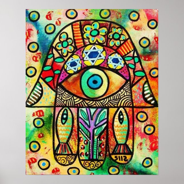 Dead Sea Fish Hamsa Poster (Frente)