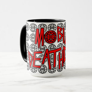 Deathcamp móvel por todo o lado na caneca do glob