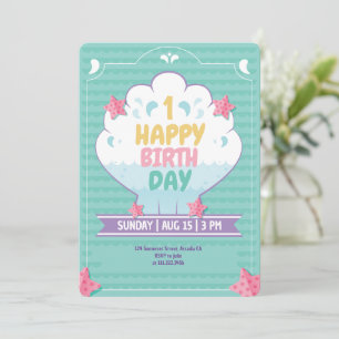 Debaixo do Mar Convite de Concha para 1º Aniversár
